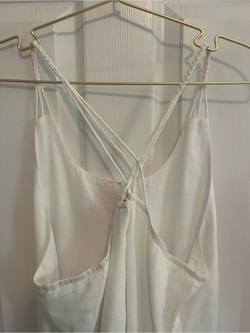 Madison Mathews White Linen Braided Strap Dress – Size L NWOT - Picture 8 of 9